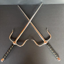 Japanese Martial Arts Sai Weapons 21.5”Chrome Pair Blades