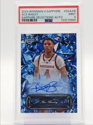 ACE BAILEY 2024-25 BOWMAN U CHROME SAPPHIRE SELECTIONS AUTO PSA 9 Q6438