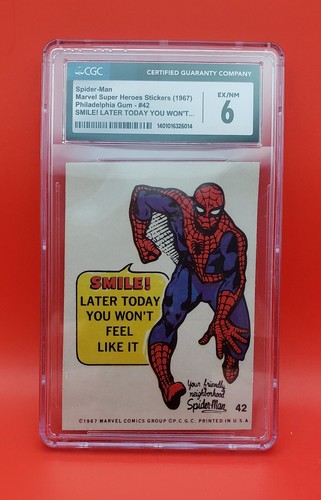 Marvel Super Heroes Aufkleber #42 Spider-Man 1967 Philadelphia Gummikarte CGC 6