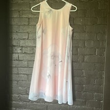 Pre-owned Calvin Klein Flowy shift Dress Womens 8 Pink Floral Sheer Lined