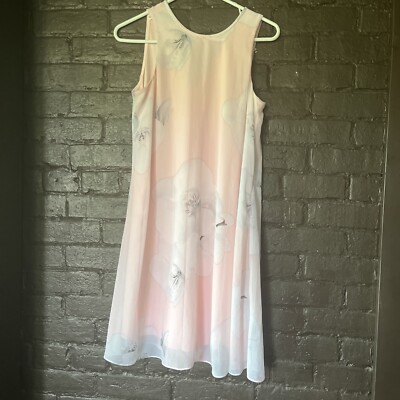 Pre-owned Calvin Klein Flowy shift Dress Womens 8 Pink Floral Sheer Lined | eBay Pre-owned Calvin Klein Flowy shift Dress Womens 8 Pink Floral Sheer Lined | eBay