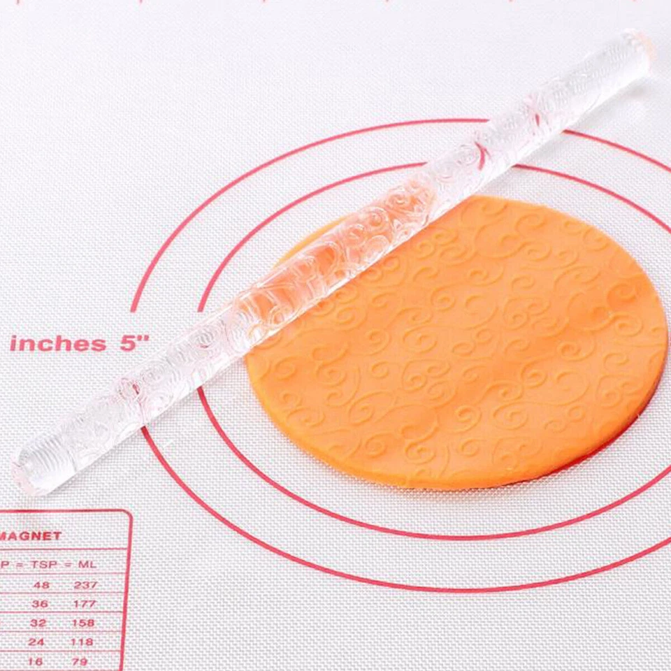 Transparent Acrylic Rolling Pin Embossing Flower Texture Fondant   Baking Tool - Image 4 of 4