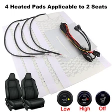 4Pads Car Carbon Fiber Heated Seat Heater Kit Cushion Round Switch 2-Level J3L3