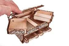 Wood Trick Treasure Box Model Mechanical 3D Wooden Puzzle Best DIY Toy