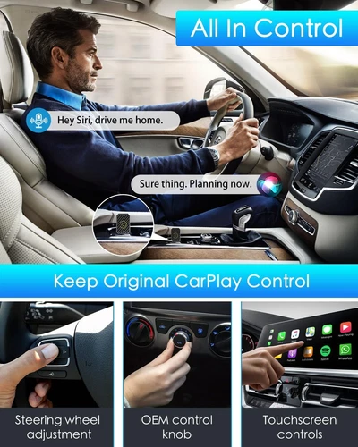 Mini Wireless CarPlay Adapter for Apple, Plug & Play Low Latency Converts Wired - Picture 7 of 8