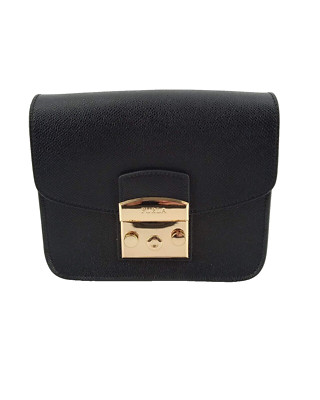 Furla Damen Umhängetasche Leder Schwarz Größe H14xB17xT7cm