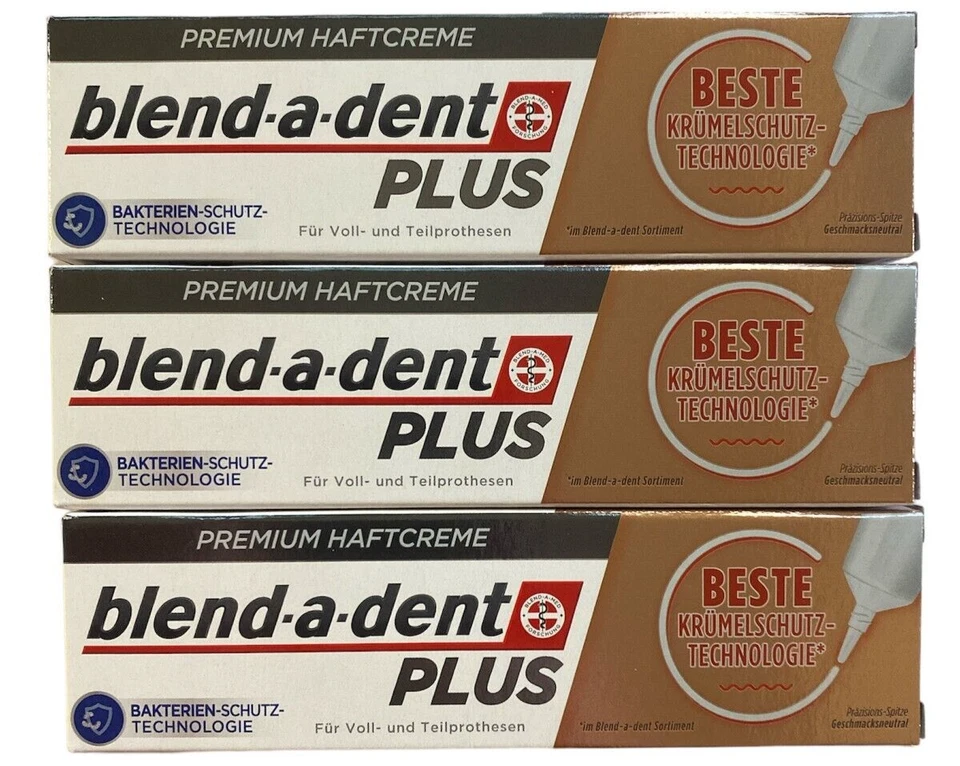 3x blend-a-dent Plus Premium-Haftcreme BESTE Krümelschutztechnologie (3x40g)