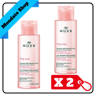 NUXE VERY ROSE 400ml MIZELLENWASSER 3IN1 BERUHIGENDER SPENDER (X2)