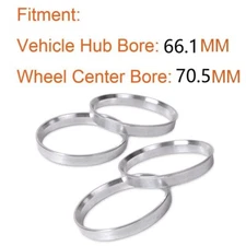 4pc 70.5 to 66.1 Aluminium Wheel Hub Centric Rings OD 70.5mm ID 66.1mm Hubrings