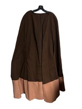 Shein Women Brown Tan Colorblock Open Front Overcoat Long Cape Cloak Sleeve Sz L