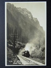 Canada Rockies Steam Loco MT. MACDONALD EAST PORTAL CONNAUGHT TUNNEL c1920s RPPC