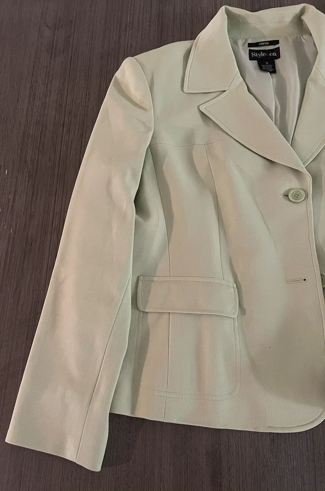 STYLE & CO WOMENS STRETCH BLAZER SZ 18 GREEN NWT - Image 2 of 4