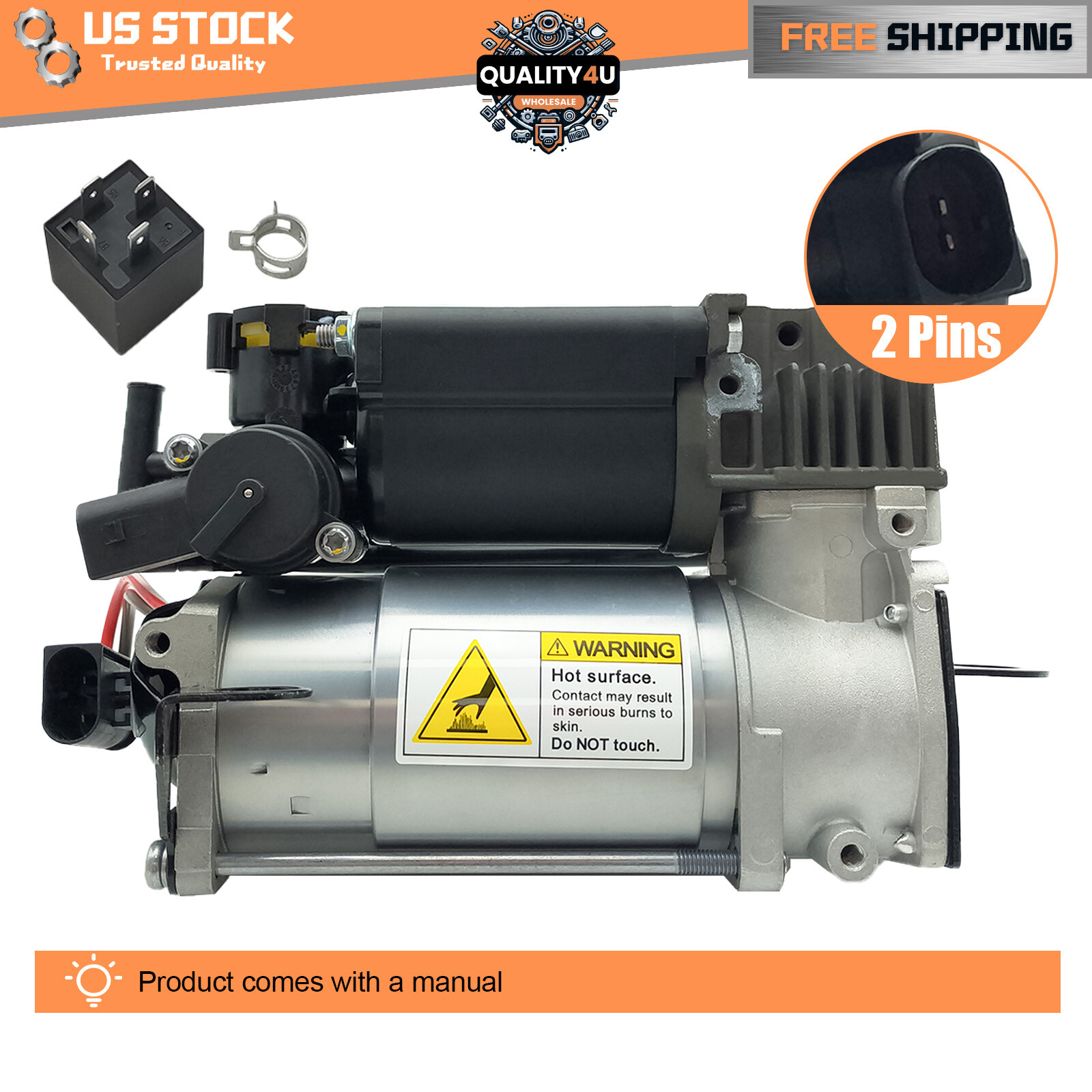 For Mercedes W220 S-Class New Air Suspension Compressor Pump + Relay 2203200104