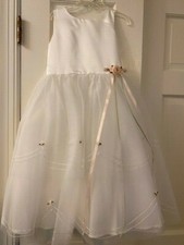 NEW Us Angels Girls Dress White with Pink Flowers Communion or Flower Girl Sz 5