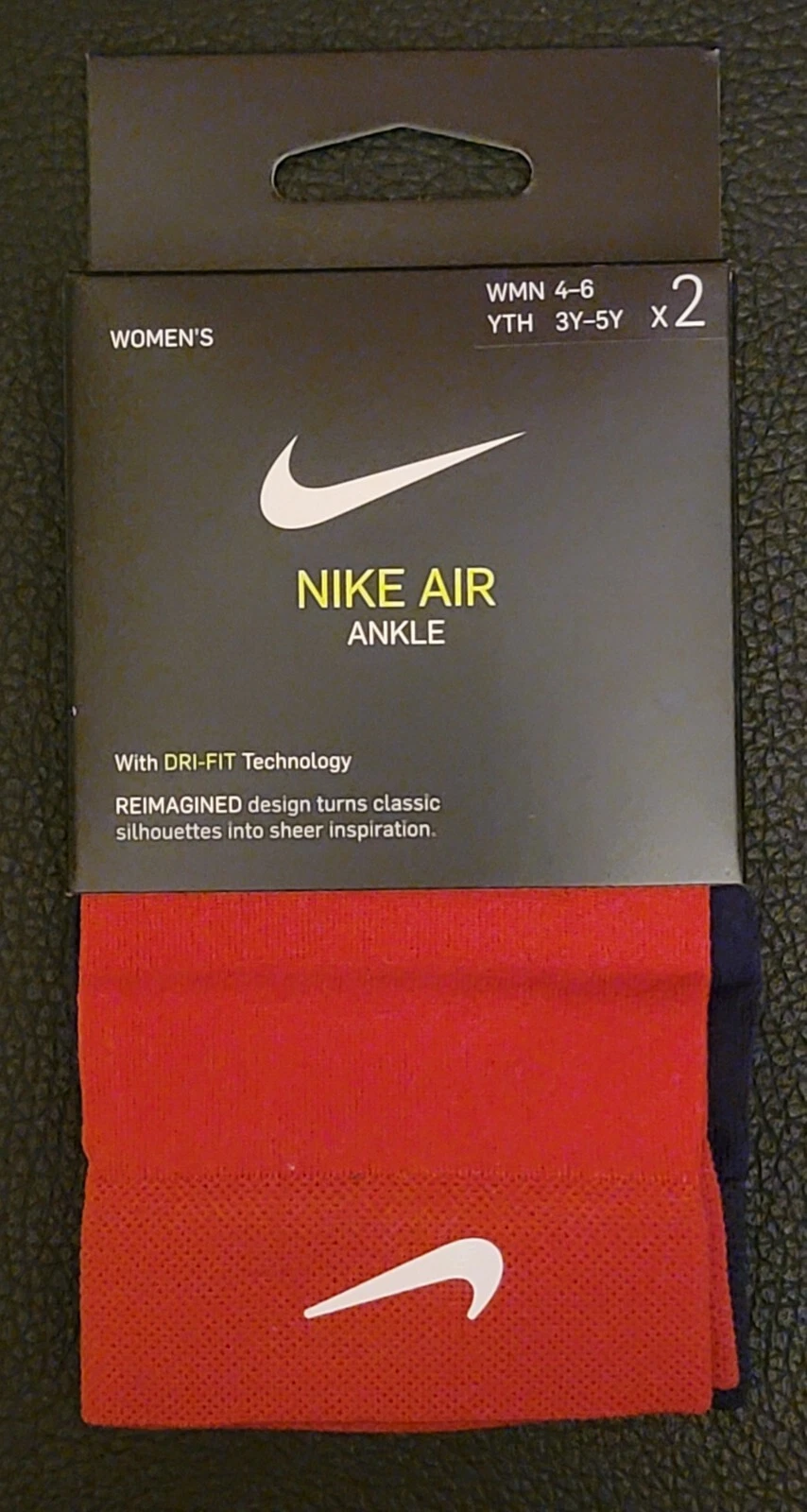 Nike Air Sheer Socks Womens Medium Dri FIT Lightweight Two Pairs Ankle Blue/Red