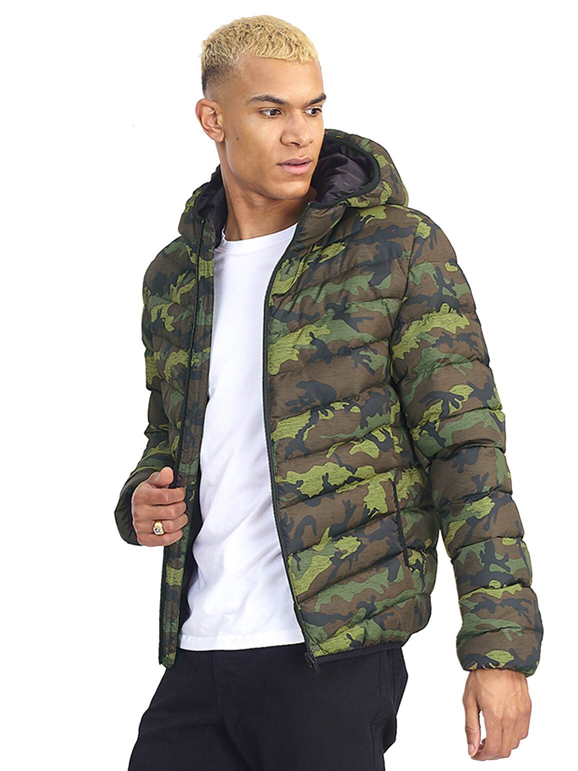 NEW Men Padded Quilted Parka Coat 