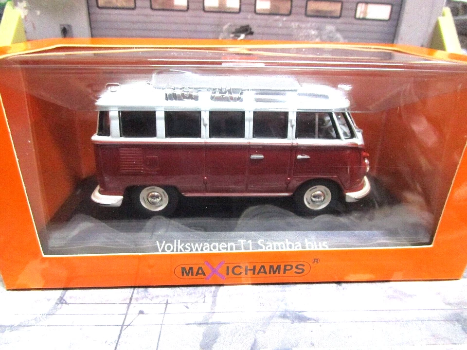 VW Volkswagen Bus T1 Samba Sambabus Fensterbus rot grey 1960 Minichamps Max 1:43 - Bild 4 von 4