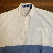 Vintage Oak Creek Pullover Shirt Mens XL Banded Short Sleeve Pocket Blue/White