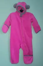 BABY GIRLS COLUMBIA BEAR PINK GRAY HOODED FLEECE BUNTING SNOW SNOWSUIT 12 18 M