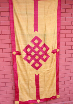 Soft and Beautiful Raw Silk Tibetan Endless Knot Door Curtain