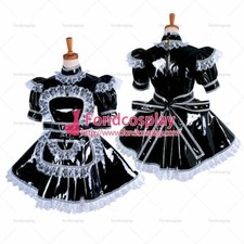 Sissy maid black pvc dress lockable cosplay costume Tailor-made 