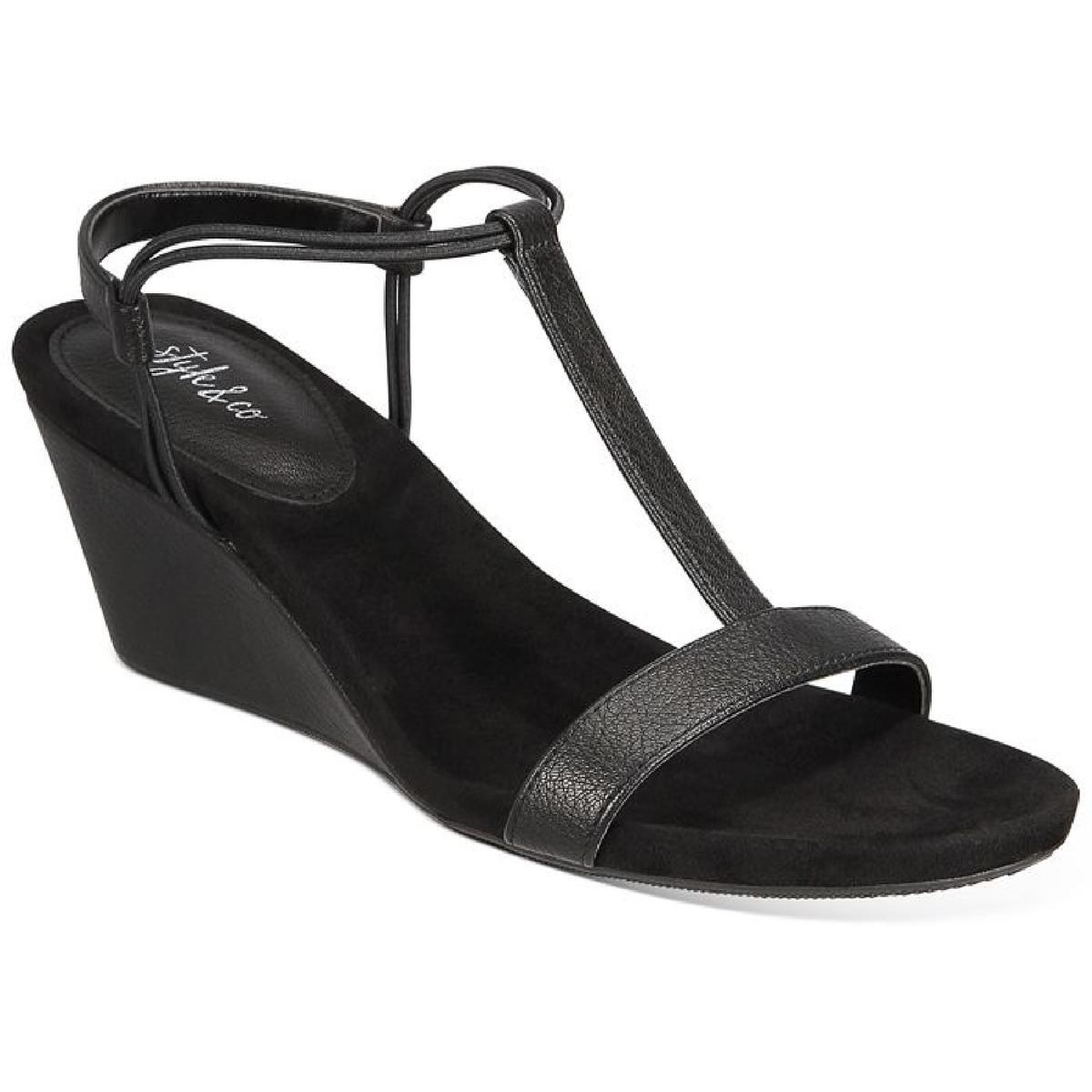 Style & Co. Женские черные босоножки Mulan на танкетке, размер 5 (B,M), BHFO 6251