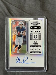 2022 Contenders Optic Alec Pierce Prizm Silver Ticket On Card Auto Colts RC #103