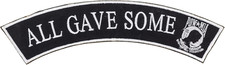 All Give Some POW MIA Iron on Sew on Top Rocker Large Back Patch for Jacket Vest