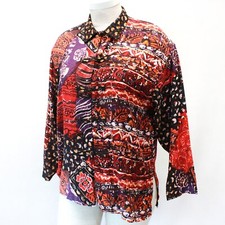 Carole Little Sport Vintage 100% Silk Floral Collared Blouse Shirt Size 8