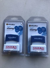 lot of 2 New FAXED flip lid, pre inked, reinkable Stamp OfficeMax