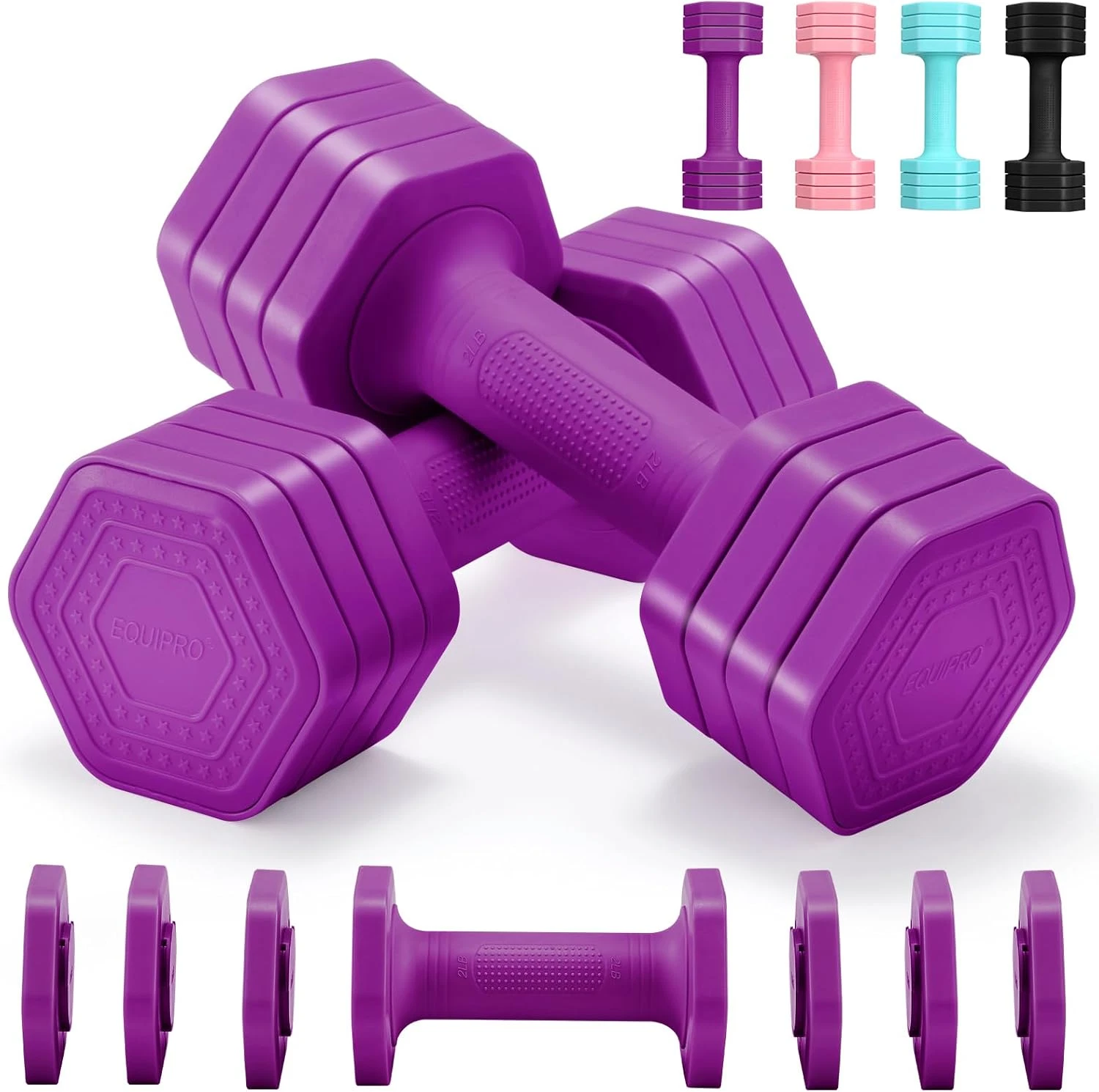 Adjustable Dumbbell Set, 4 in 1 Free Weights Dumbbells Set for Women, Weights fo