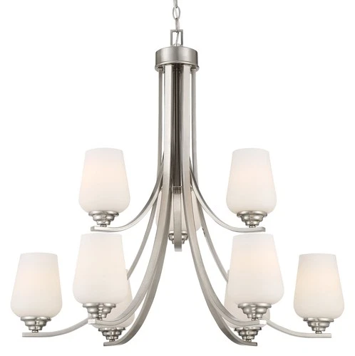 Minka Lavery 4929 Shyloh 9 Light 31"W Two Tier Vantage Chandelier - Nickel - Picture 1 of 3