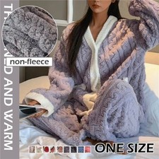 Ladies Fleece Pyjamas Winter Warm Womens PJ'S Nightwear Cardigan Warm Pajamas