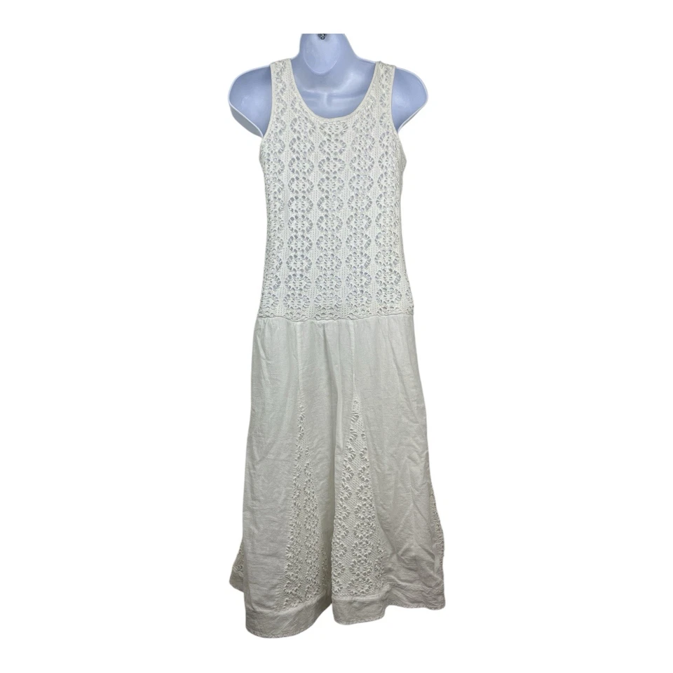 Womens Crochet Lace Maxi Dress Size S Boho Hippie Cottagecore Fairy Beachy Lined - Image 4 of 4