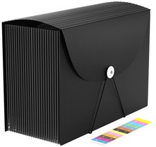 24 Pockets Expanding File Folder,Accordion Organizer,Document Black