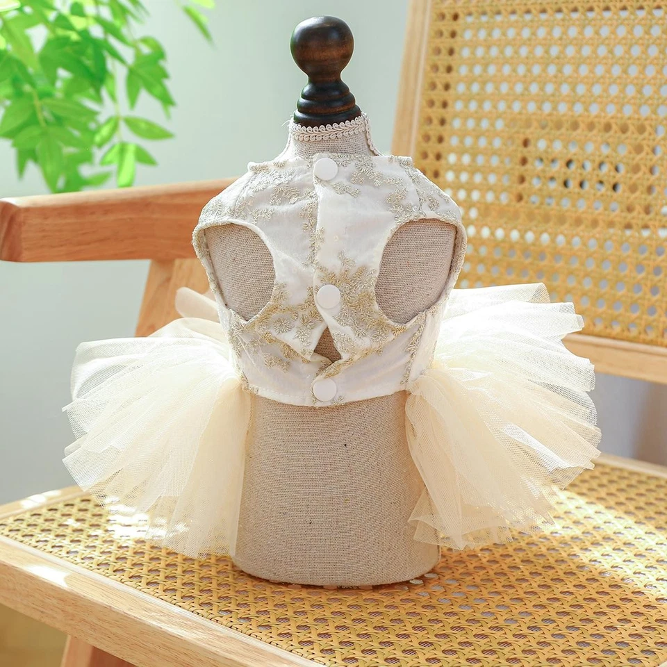 Dog Wedding Dress White Lace Princess Outfit Summer Pet Clothes XS-XL - Image 3 of 4