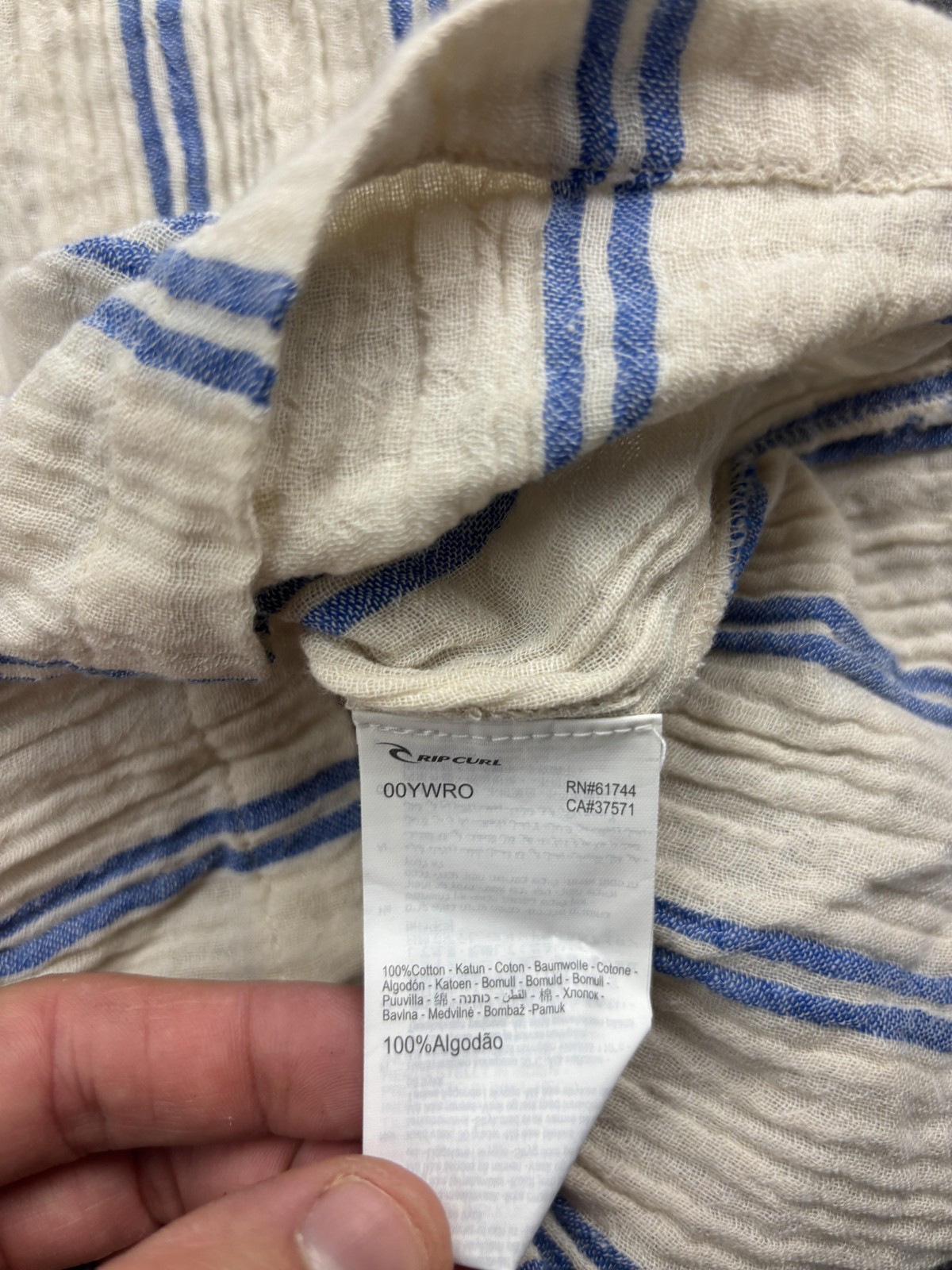 Rip Curl Romper Womens XS White Blue Stripe Sleeveless Cotton Jumpsuit Beachy