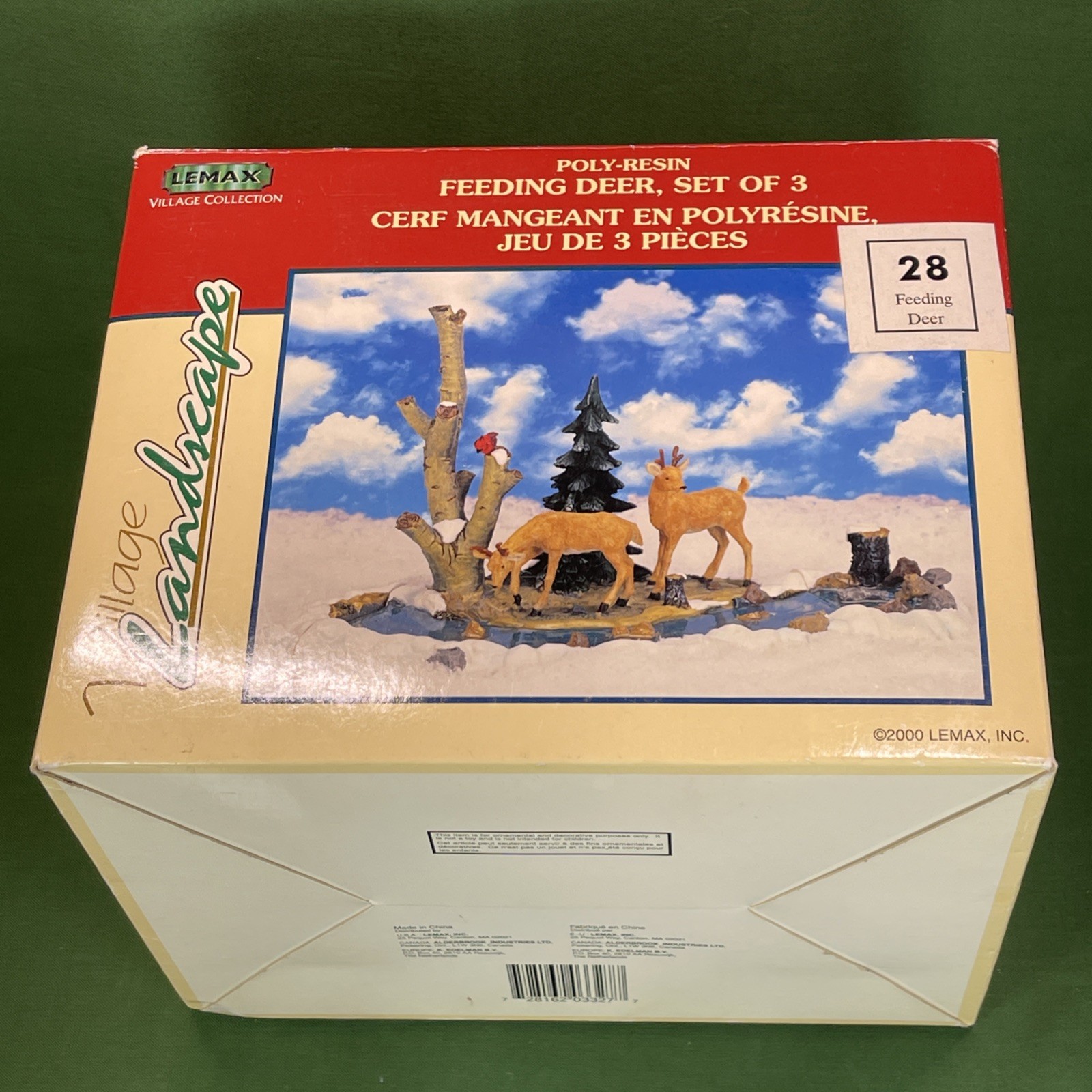 2000 LEMAX Feeding Deer Set Of 3 Poly Resin Village Landscape w/Box 03327 A