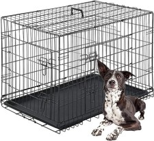 42 inch XL Folding Metal Dog Crate Cage Pet Kennel for Large Dogs With Divider