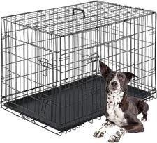 42 inch XL Folding Metal Dog Crate Cage Pet Kennel for Large Dogs With Divider