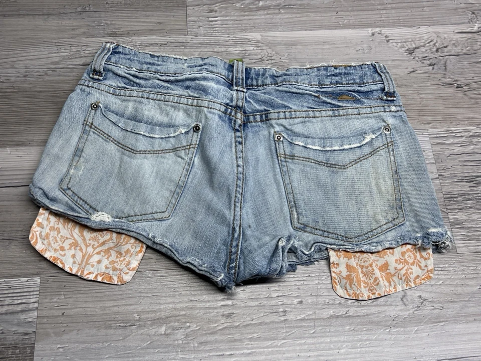 Pantalones Cortos Vintage Casa de Muñecas Talla 7 Denim Corte Micro Mini Tiro Bajo Y2K Mujer Azul Foto 2 de 4