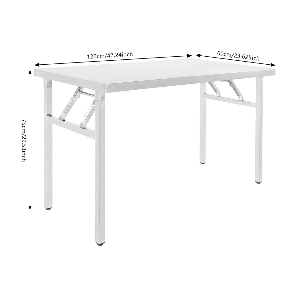 201 Stainless Steel Workbench Folding Dining Table For Home Kitchen MAX. 80kg US - Image 2 of 4