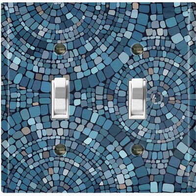Metal Light Switch Outlet Cover Decorative Wall Plate Blue Tile Print EWL101