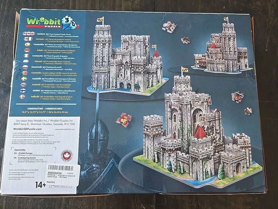 Wrebbit Puzz 3D King Arthur’s Camelot 865 Pieces NIB Free Ship Building Learning - Image 2 of 4