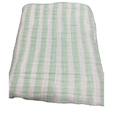 Cloud Island Swaddle Blanket Muslin Green White Stripe Cotton 42x45.5