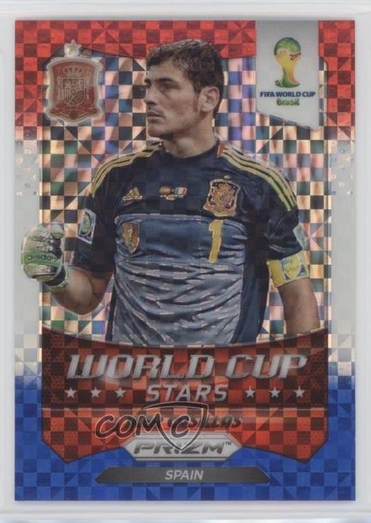 2014 Prizm World Cup Stars Red White & Blue Power Plaid Iker Casillas #33 00e8