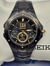 Orologio Seiko Coutura Uomo Nero SNP017 Calendario Cinetico Perpetuo Nuovo Condensatore