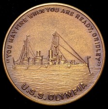 USS Olympia Made from Propeller of Ship Admiral George Dewey Relic Medal 32mm