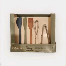 5pc MINI Kitchen Baking Utensil Set Spatulas Tongs Brush Whisk Figmint