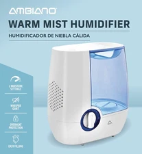 NEW! Ambiano Warm Mist Room Humidifier Med/Large Room -  2 settings White Blue